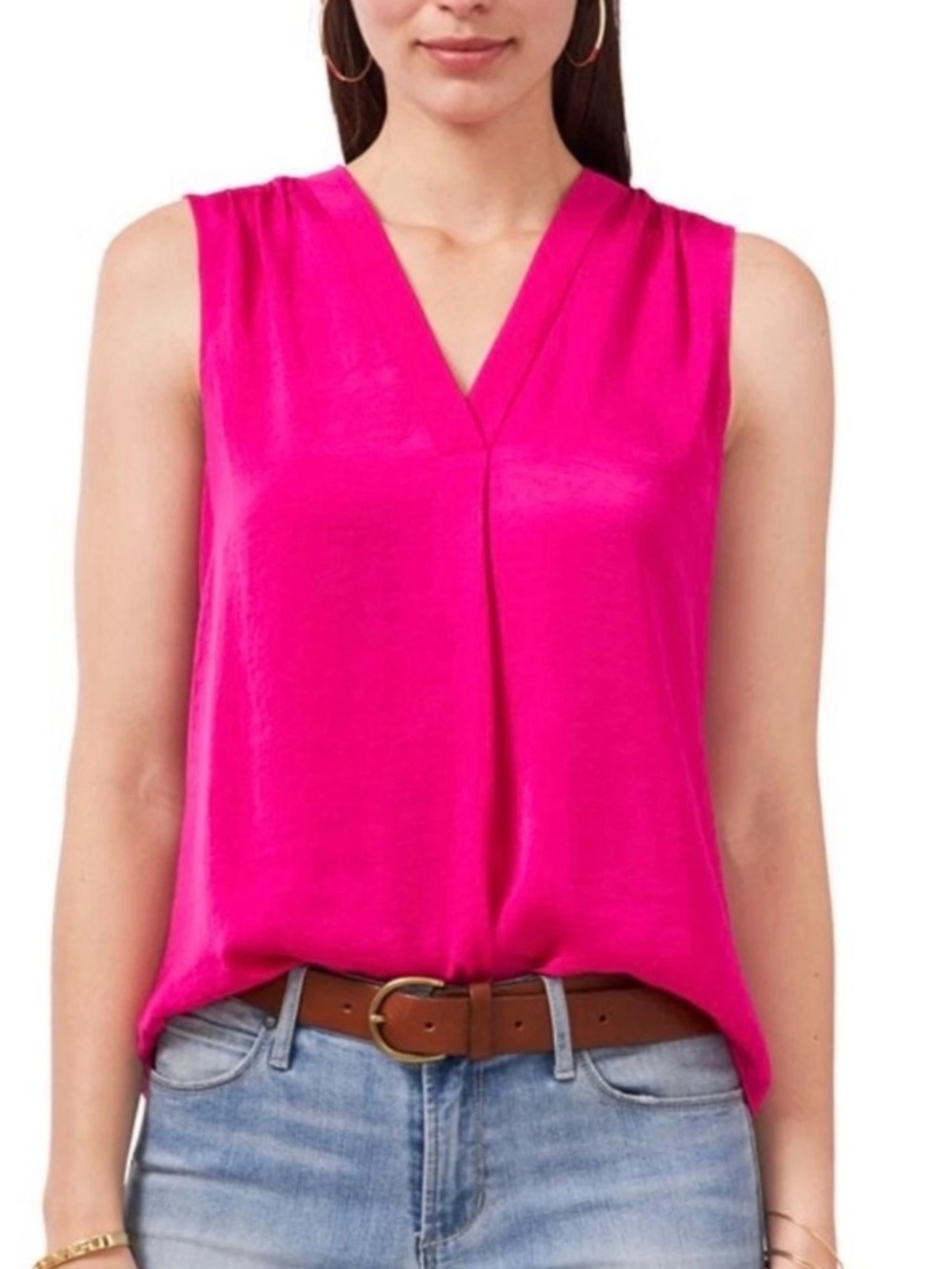 Vince Camuto Bright Fuchsia Sleeveless V-Neck Top